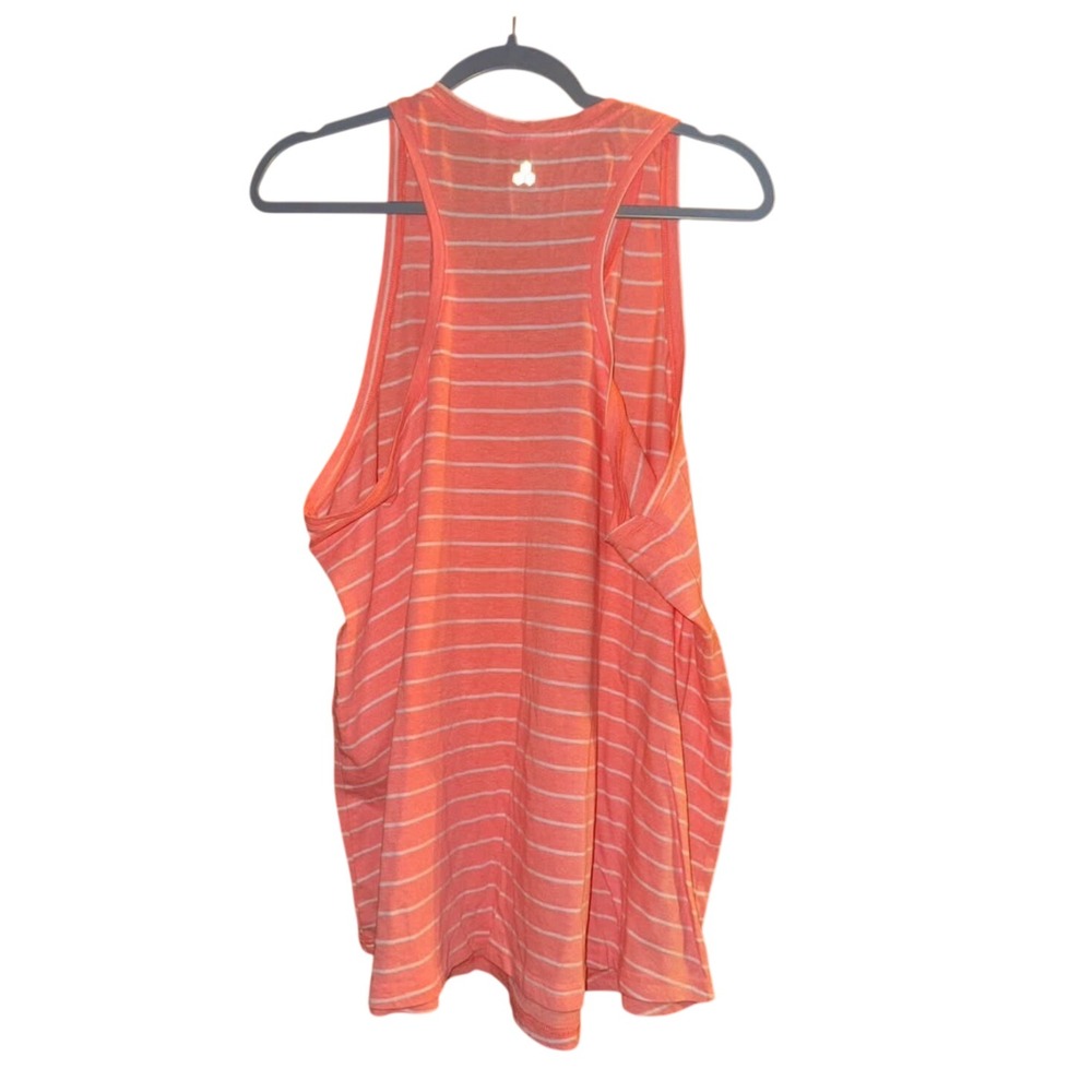 Tek Gear Racerback Tank Top 2X Coral Pink White Striped Essential Gear Workout